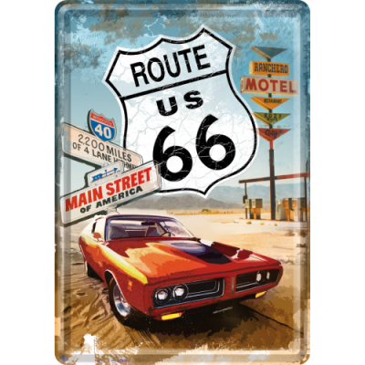 Route66 USA CAR Mustang Metalowa Pocztówka